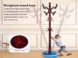 Freestanding Wooden Coat Rack, Vintage Natural Birch Wood Coat Tree with Hooks, Sturdy Hall Tree for 80740315