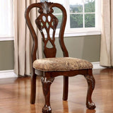 ZNTS Formal Classic Traditional Dining Chairs Cherry Solid wood Damask Print Fabric Seat Intricate Back B01172303