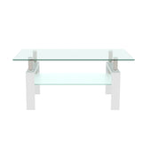 White Coffee Table, Clear Coffee Table, Modern Side Center Tables for Living Room, Living Room W24136821