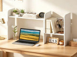 Expandable Desktop Bookshelf Organizer, 26"-38" Adjustable Length Countertop Storage Hutch with 68124095