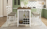 5-Piece Multi-Functional Rubber Wood Counter Height Dining Set with Padded Chairs and Integrated 9 61512091