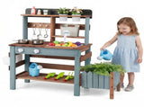 Kids Wooden Mud Kitchen Outdoor Play Set with Running Water Faucet, 15 Pcs Accessories Fir Wood 84711528