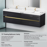 72" Wall-Mounted Bathroom Vanity with Sink, Floating Bathroom Storage Cabinet with Stone Resin W1573P264345