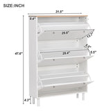 Narrow Design Shoe Cabinet with 3 Flip Drawers, Wood Grain Pattern Top Entryway Organizer with 3 77833346