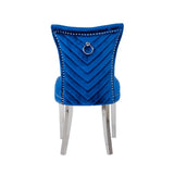 Eva 2 Piece Stainless Steel Legs Chair Finish with Velvet Fabric in Blue 733569303144