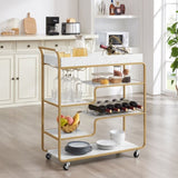 ZNTS 6-Tier Bar Cart, Slide Bar Serving Cart, Retro Style Wine Cart for Kitchen, Beverage Cart with Wine 72057889