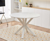 42.1"WHITE Table Mid-century Dining Table for 4-6 people With Round Mdf Table Top, Pedestal Dining W234122455