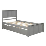 Platform Bed with Twin Size Trundle, Twin Size Frame, Gray WF194473AAE