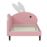 Twin size Upholstered Rabbit-Shape Daybed, Sofabed with Rabbit Ear Headboard, Pink N733P208516H