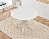 42.1"WHITE Table Mid-century Dining Table for 4-6 people With Round Mdf Table Top, Pedestal Dining W234122455