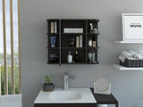 Milan Medicine Cabinet, Six External Shelves Mirror, Three Internal Shelves -Black B20091956
