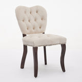 French Vintage Tufted Upholstered Fabric Dining Chair,Set of 2,Beige,SW1869BG W1143P214540