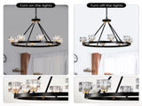 Matte Black Gold Wagon Wheel Chandelier Farmhouse Modern Small Crystal Round Chandelier for Living W1592P233064