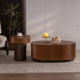 Set of 2 Fluted Oval Coffee Table - Solid Wood & MDF Nesting Coffee Table Set , W3158P323241