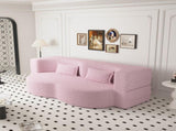 Modern Floor Sofa with 2 Pillows,Convertible Sherpa Fleece Fabric Foam-Filled Sleeper Sofa Bed,15" 78597283
