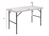 Folding Portable Fish Fillet & Hunting & Cutting Table with Sink Faucet 08732906