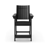 Black Modern Counter Chair Sleek HDPE Poly Lumber for Dining, Patio, and Garden Comfort B195P198783