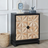 3D Geometric Carved Double-Door Cabinet Manufactured Wood Storage Cabinet, Modern Decorative W2729P199004