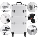 ZNTS 3 in 1 Aluminum Cosmetic Makeup Case Tattoo Box Silver 05913846