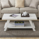 ZNTS Athens Contemporary Wood Shelf Coffee Table in White Finish T2574P164643