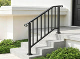 2-3 Step Outdoor Stair Handrail Kit, Black Retro Arch Carbon Steel Railing with Installation Kit 97862934