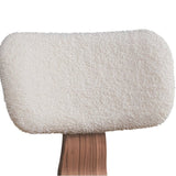White Boucle and Walnut Side Chair with Upholstered Back B062P209233