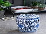 Ceramic Garden Stool, Blue and White Small Side Tabel, D11" x 16" W2078131635