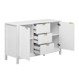 U_STYLE Sideboard with Wave Design - 3 Adjustable Shelves, 3 Drawers & Soft-Close Doors, Storage N711P269066K