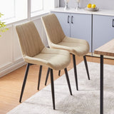 ZNTS Faux Leather Dining Chairs set of 2, Metal Steel Frame, Beige 25595386