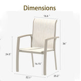 VRSHWO Garden Patio Chairs Set of 2, Weather Metal Outdoor Dining Chairs , Garden, Poolsides, Cream W213P335868