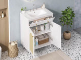 30" Bathroom Vanity with Ceramic Sink, Solid Wood Frame Bathroom Sink Cabinet with Adjustable Shelf, N710P293988K