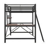 ZNTS Full Size Loft Metal&MDF Bed with Desk and Shelf, Black 26455589