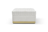 Contemporary Vertical Channel Tufted Velvet Big Size Ottoman Modern Upholstered Foot Rest for Living W1117P147305