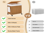 125L Laundry Hamper with Lid and Wheels, Woven Rattan Rolling Laundry Hamper 66774559