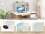 White Desktop Bookshelf for 27''/68.58cm Monitor, 93.9825.4073.66cm Engineered Wood Desk Hutch 55606998