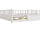 Queen Montessori Floor Bed with Safety Guardrails, Low Profile Wood Platform Bed Frame for Kids & W1858P475434
