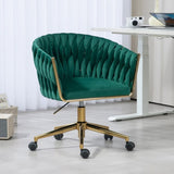 ZNTS Modern design the backrest is hand-woven Office chair,Vanity chairs with wheels,Height 89931105