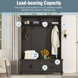 ON-TREND Modern Style Hall Tree with Storage Cabinet and 2 Large Drawers, Widen Mudroom Bench with 5 WF306450AAB