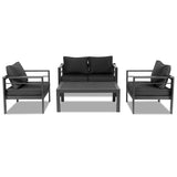 Aluminum Patio Furniture Set, 4 Pieces Modern Outdoor Conversation Set Sectional Sofa with Cushion 75618099