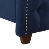Marcella Upholstered Shelter Headboard Bed Set, King, Dark Sapphire Blue Woven B2719P238228