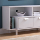 Modern TV Stand with Two Shelves and Two Drawers - White B107131410