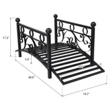 ZNTS 102*51*43cm Garden With Round Iron Ball Flat Top Handrail Garden Iron Bridge Black 61669682