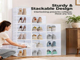 10 Pack/15 Pack Shoe Storage Box, Foldable Clear Plastic Stackable Shoe Organizer, Shoe Containers 30919535