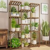 ZNTS Multi-tier Wooden Plant Stand 11 Potted Flower Display Shelf Rack Vase Holder for Patio Balcony 57384920