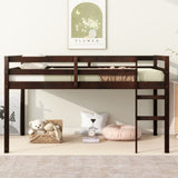 ZNTS Solid Wooden, Rubber Wooden Twin Loft Bed with Ladder, Bed Platform of Strengthened Slats , Espresso W504P190953