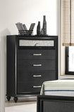 ZNTS 1pc Luxury Glam Five Drawer Chest with Two-Toned Drawer Black Finish Shimmering Accents B011P234293