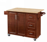 Kitchen Island with Drop Leaf Countertop, Rolling Kitchen Island Cart , Barn Door Kitchen Island W1820P195006