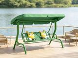 Dark Green Kids Outdoor Swing Chair, Adjustable Canopy Safety Belt, Multi-Scene for Patio Garden 03162602