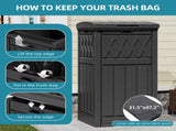 32 Gallon Outdoor Trash Can, Waterproof Resin Garbage Bin with Lid & Drip Tray for Porch Backyard 29856057