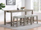 Bar Table Set with Power Outlet, Bar Table and Chairs Set, 4 Piece Dining Table Set, Industrial W487P339353